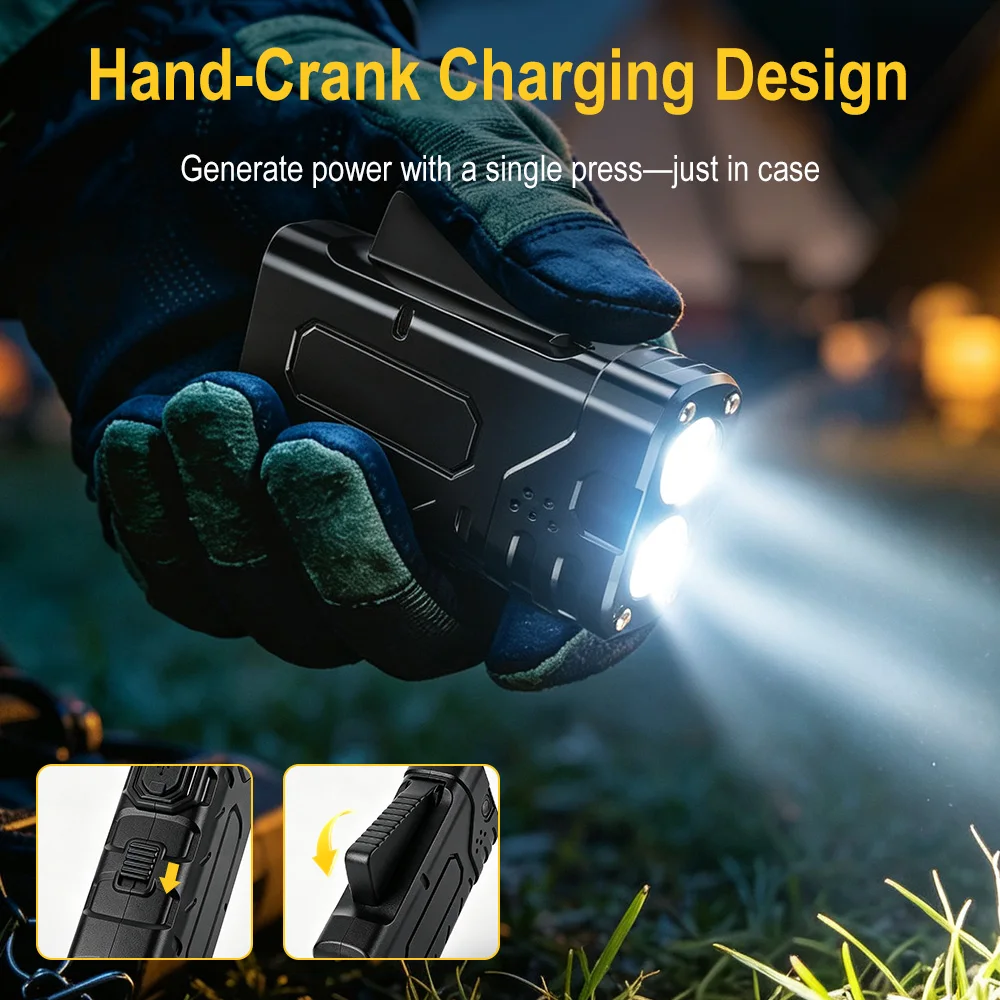 BORUIiT Hand Crank EDC LED Fla - Outdoor Sport Activity recension och pris