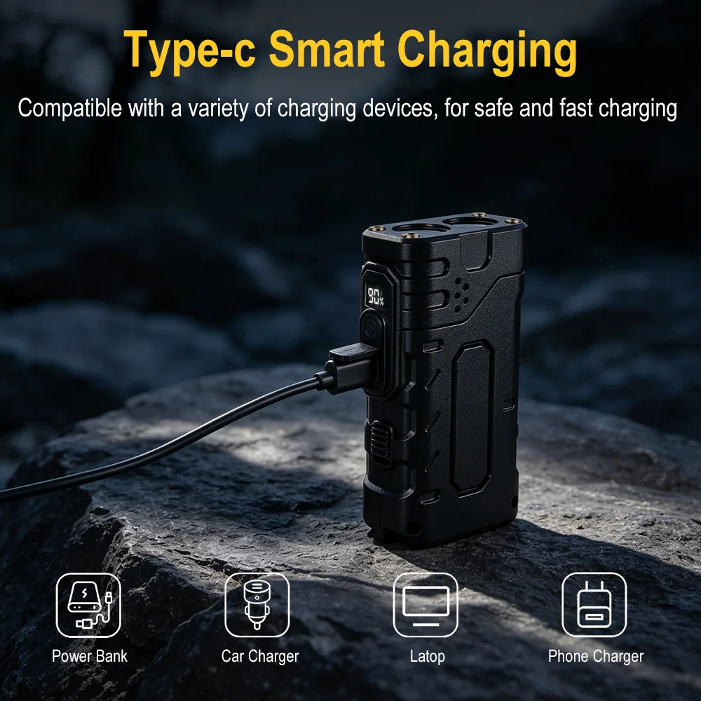 BORUIiT Hand Crank EDC LED Fla - Outdoor Sport Activity recension och pris