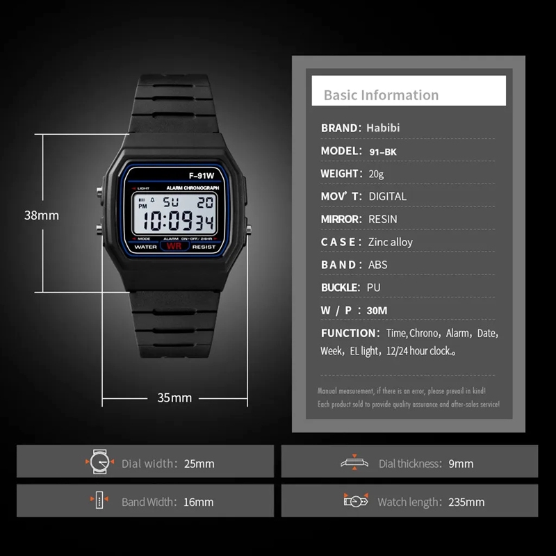 F-91W LED Electronic Watches f - Outdoor Sport Watch recension och pris